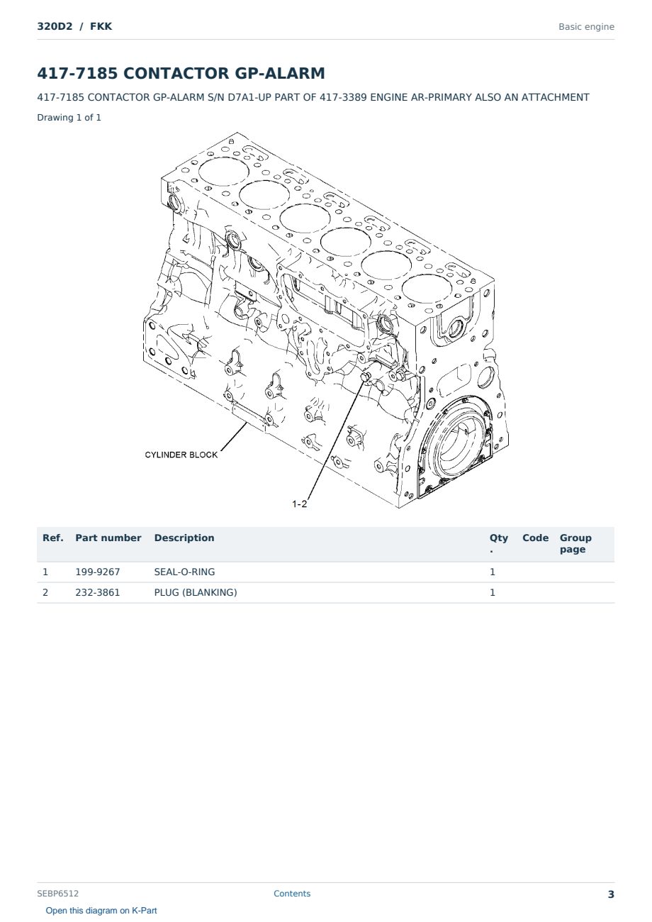 Caterpillar 320D2 S/N FKK Partsbook SEBP6512 (English) - sample page 3 of 10 Caterpillar 320D2 S/N FKK Partsbook SEBP6512 (English) - sample page 3 of 10