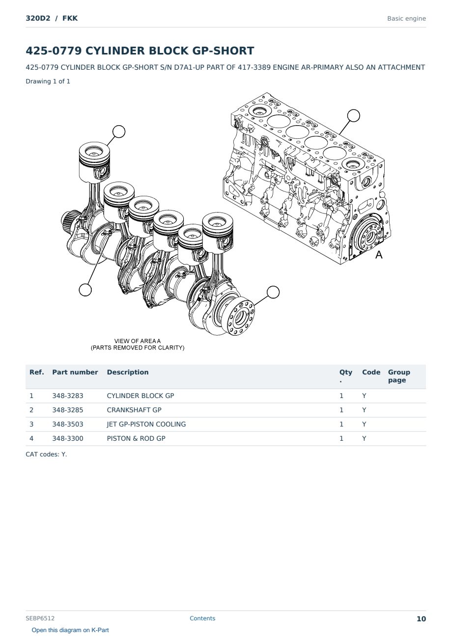 Caterpillar 320D2 S/N FKK Partsbook SEBP6512 (English) - sample page 10 of 10 Caterpillar 320D2 S/N FKK Partsbook SEBP6512 (English) - sample page 10 of 10