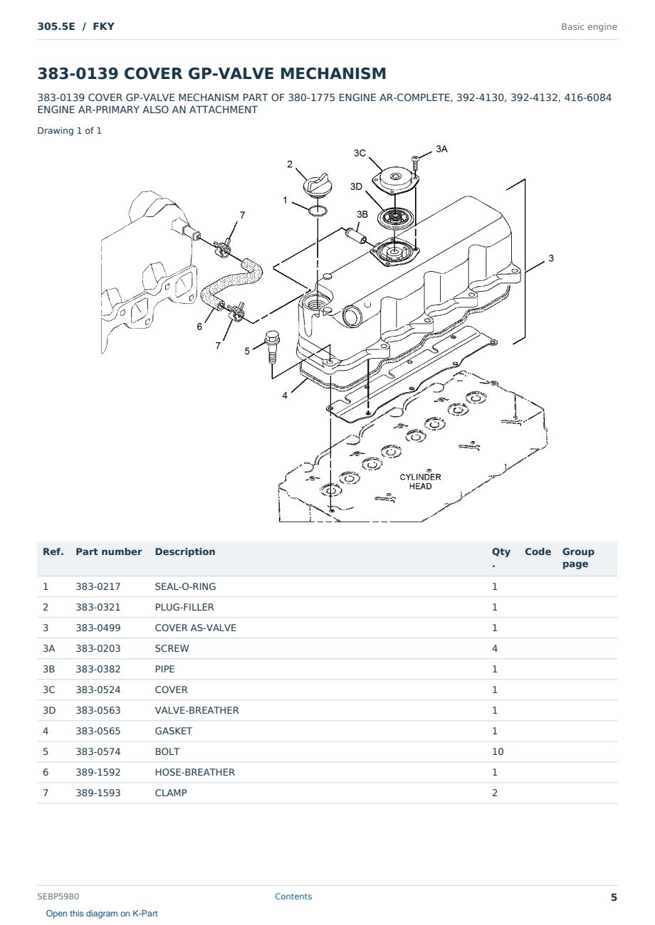 Caterpillar 305.5E S/N FKY Partsbook SEBP5980 (English) - sample page 5 of 10 Caterpillar 305.5E S/N FKY Partsbook SEBP5980 (English) - sample page 5 of 10
