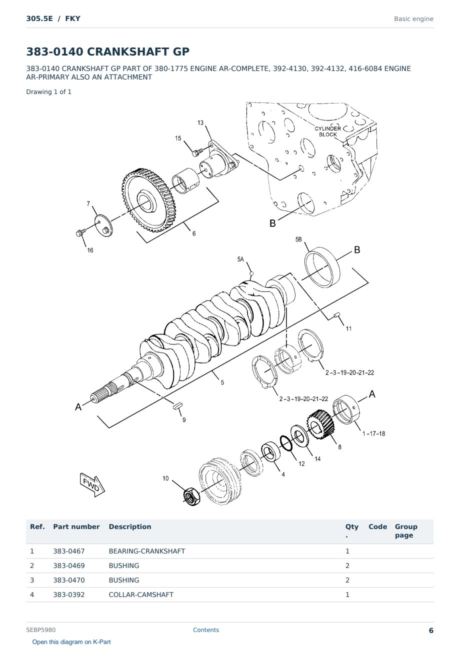 Caterpillar 305.5E S/N FKY Partsbook SEBP5980 (English) - sample page 6 of 10 Caterpillar 305.5E S/N FKY Partsbook SEBP5980 (English) - sample page 6 of 10