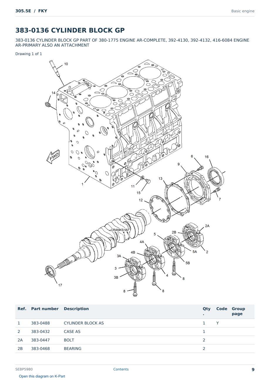Caterpillar 305.5E S/N FKY Partsbook SEBP5980 (English) - sample page 9 of 10 Caterpillar 305.5E S/N FKY Partsbook SEBP5980 (English) - sample page 9 of 10