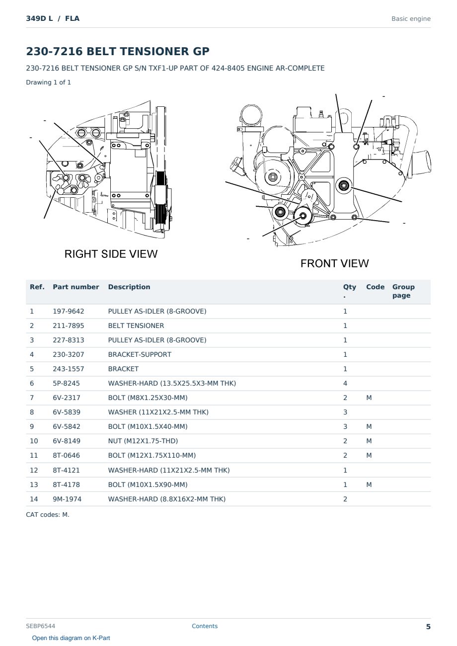 Caterpillar 349D L S/N FLA Partsbook SEBP6544 (English) - sample page 5 of 10 Caterpillar 349D L S/N FLA Partsbook SEBP6544 (English) - sample page 5 of 10