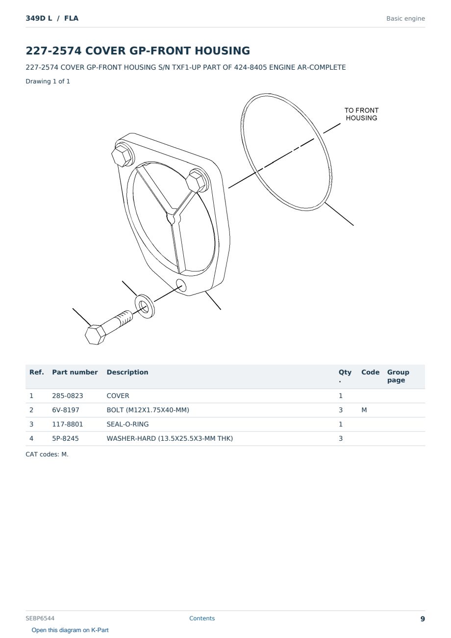 Caterpillar 349D L S/N FLA Partsbook SEBP6544 (English) - sample page 9 of 10 Caterpillar 349D L S/N FLA Partsbook SEBP6544 (English) - sample page 9 of 10