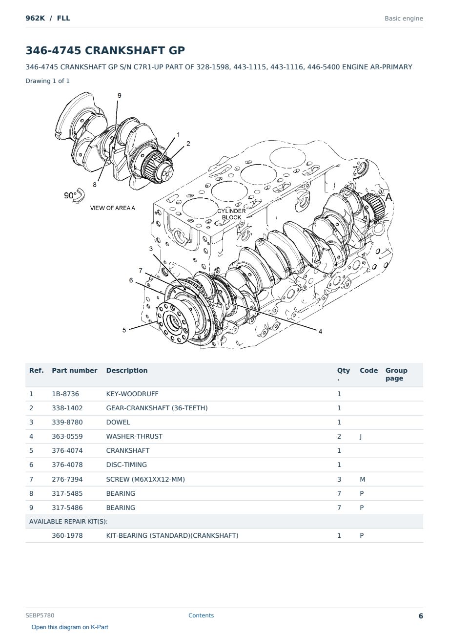 Caterpillar 962K S/N FLL Partsbook SEBP5780 (English) - sample page 6 of 10 Caterpillar 962K S/N FLL Partsbook SEBP5780 (English) - sample page 6 of 10