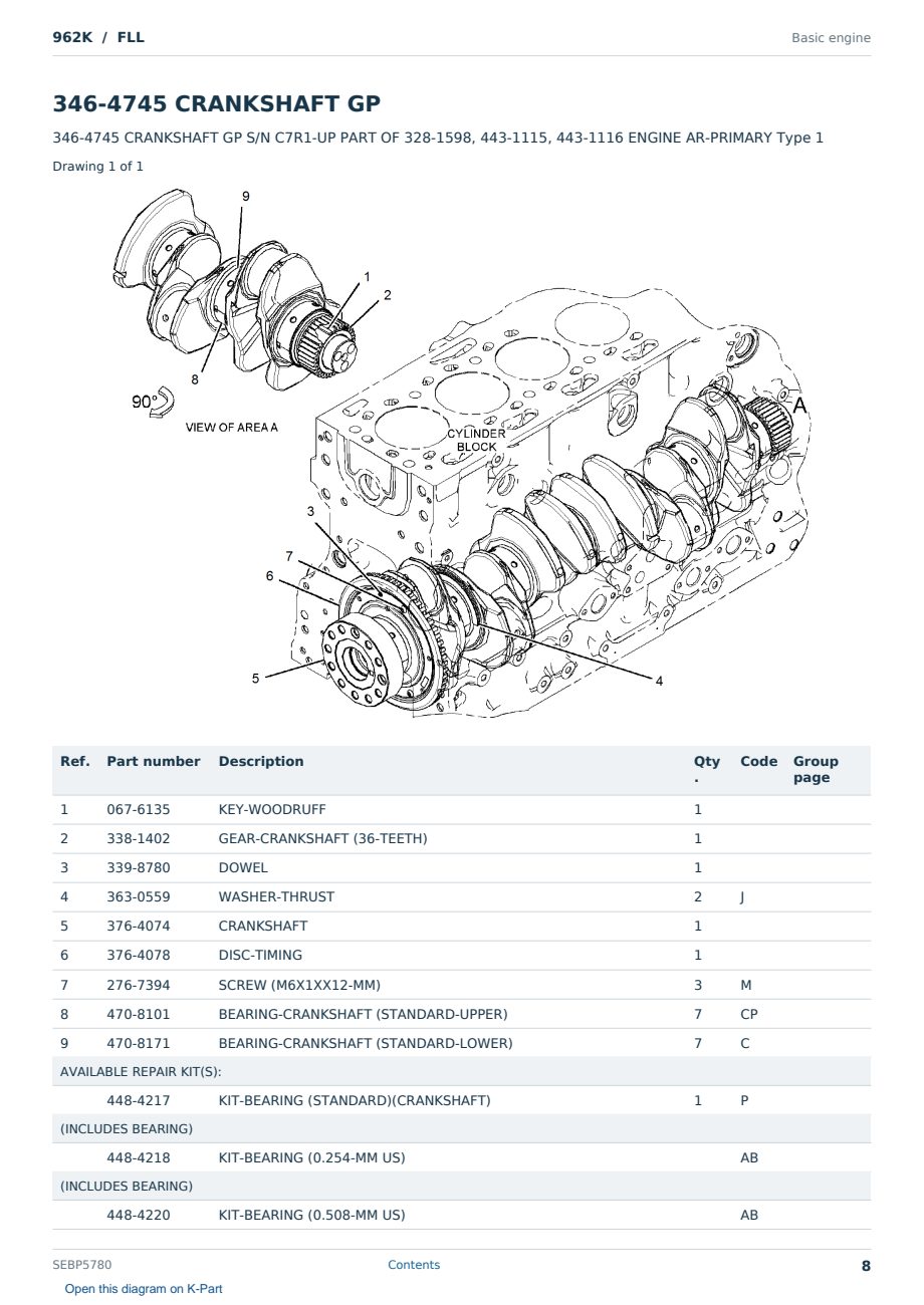Caterpillar 962K S/N FLL Partsbook SEBP5780 (English) - sample page 8 of 10 Caterpillar 962K S/N FLL Partsbook SEBP5780 (English) - sample page 8 of 10