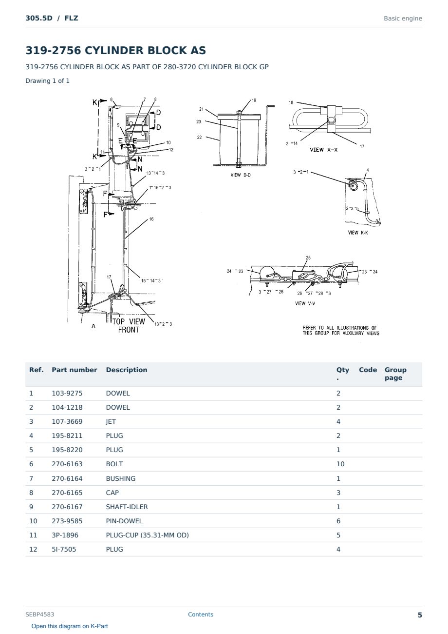 Caterpillar 305.5D S/N FLZ Partsbook SEBP4583 (English) - sample page 5 of 10 Caterpillar 305.5D S/N FLZ Partsbook SEBP4583 (English) - sample page 5 of 10