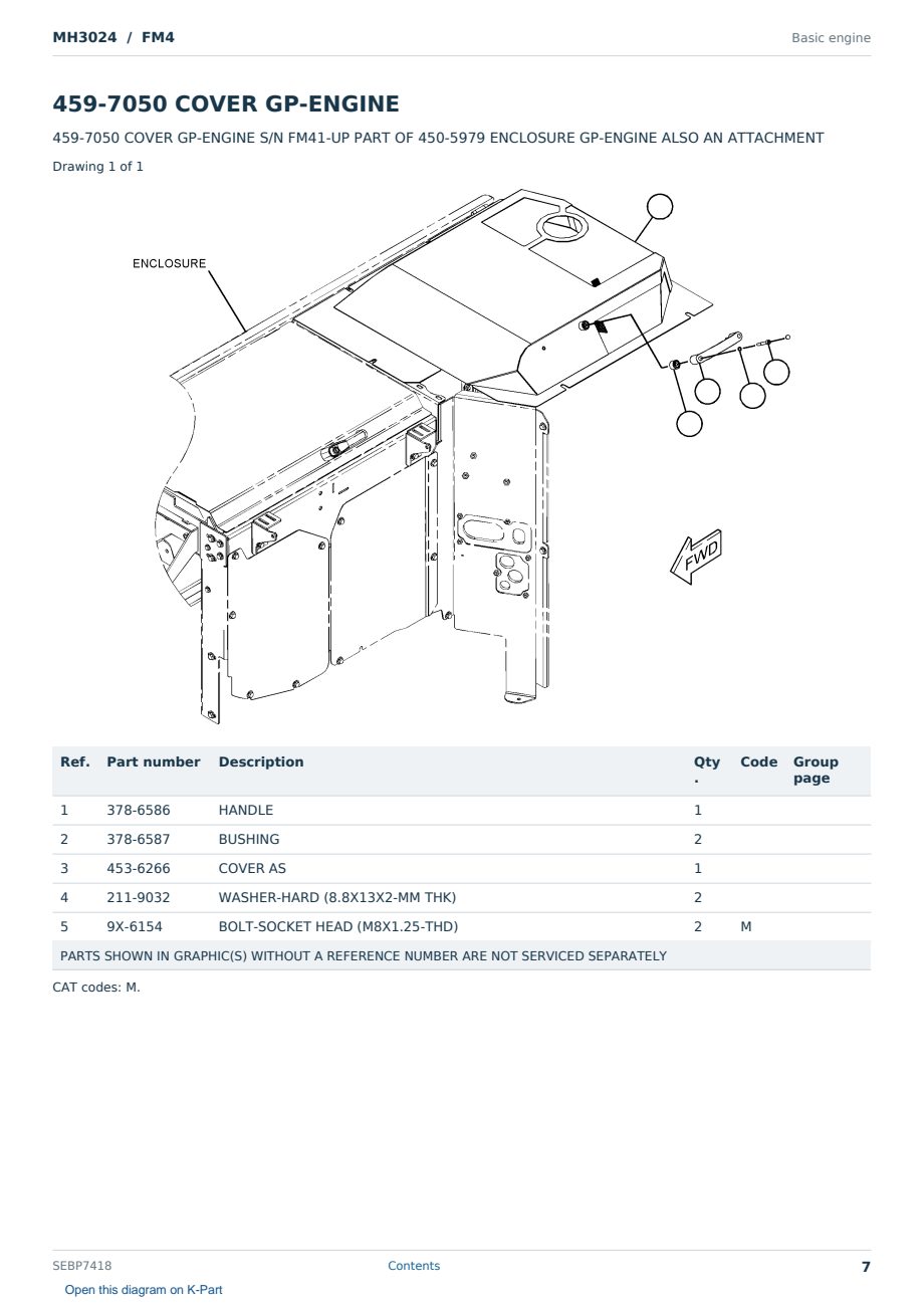 Caterpillar MH3024 S/N FM4 Partsbook SEBP7418 (English) - sample page 7 of 10 Caterpillar MH3024 S/N FM4 Partsbook SEBP7418 (English) - sample page 7 of 10