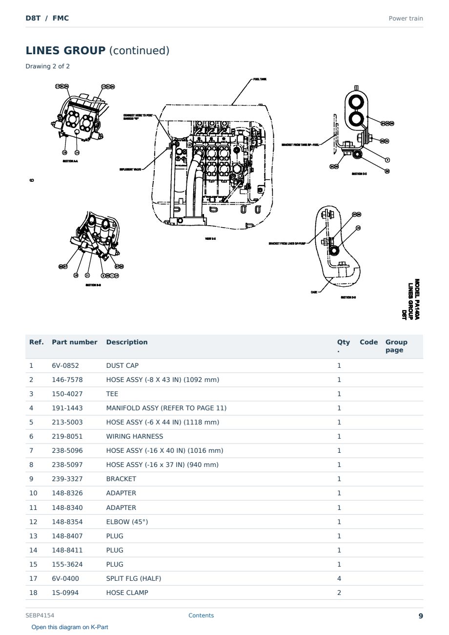 Caterpillar D8T S/N FMC Partsbook SEBP4154 (English) - sample page 9 of 10 Caterpillar D8T S/N FMC Partsbook SEBP4154 (English) - sample page 9 of 10