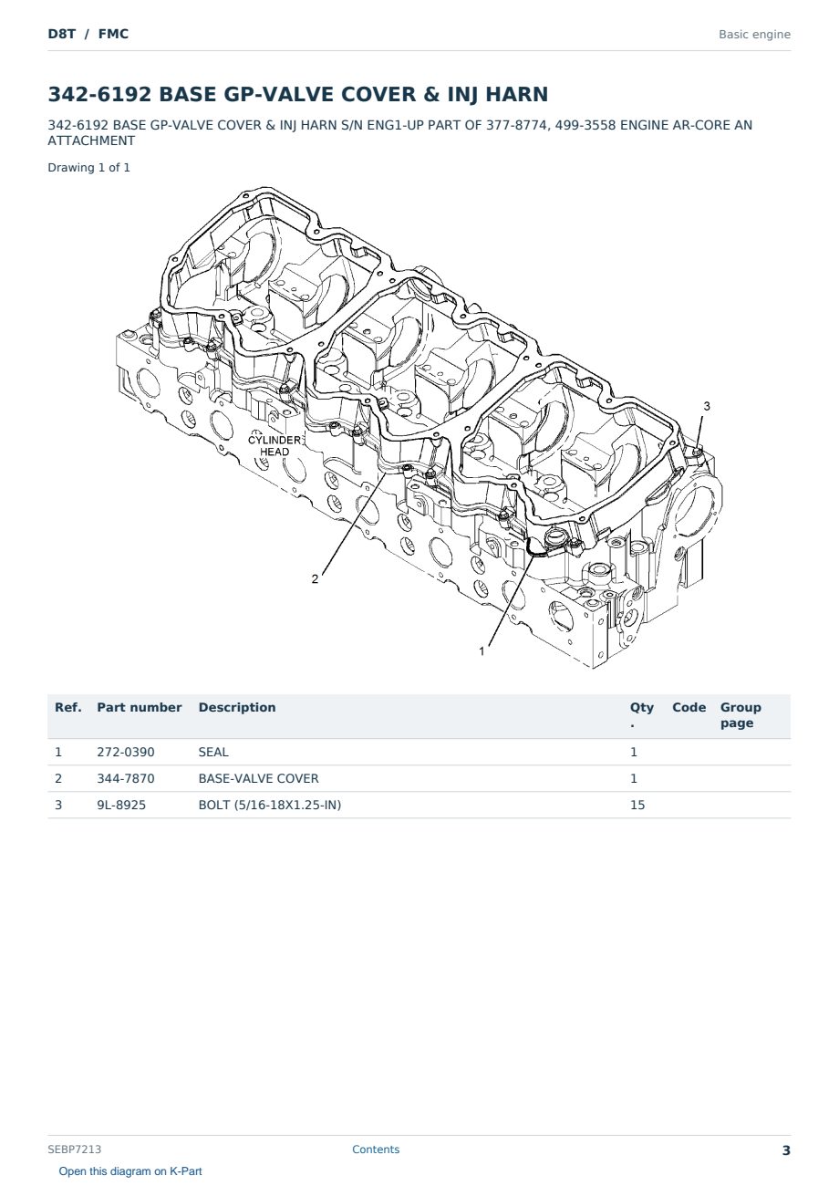 Caterpillar D8T S/N FMC Partsbook SEBP7213 (English) - sample page 3 of 10 Caterpillar D8T S/N FMC Partsbook SEBP7213 (English) - sample page 3 of 10