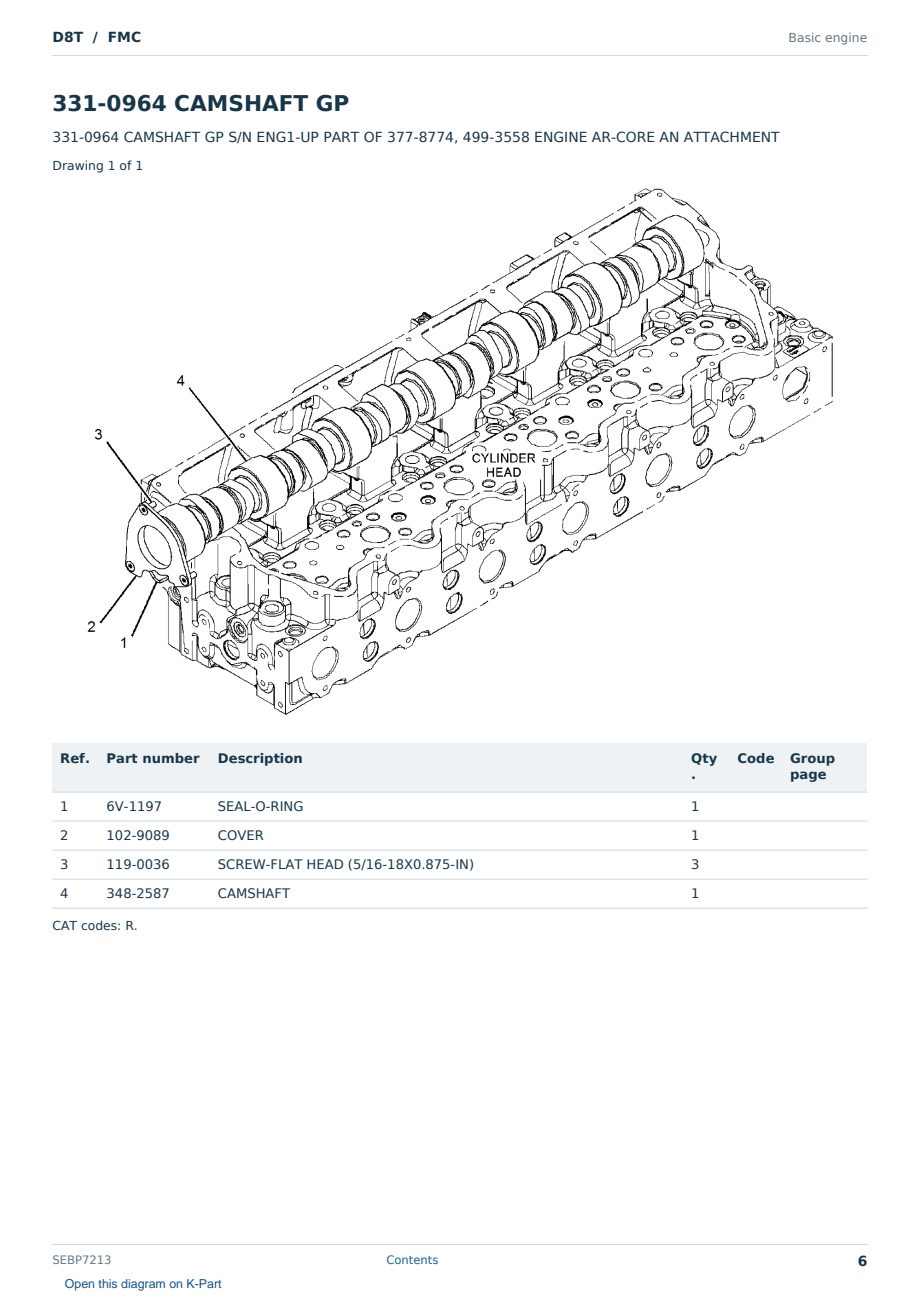 Caterpillar D8T S/N FMC Partsbook SEBP7213 (English) - sample page 6 of 10 Caterpillar D8T S/N FMC Partsbook SEBP7213 (English) - sample page 6 of 10
