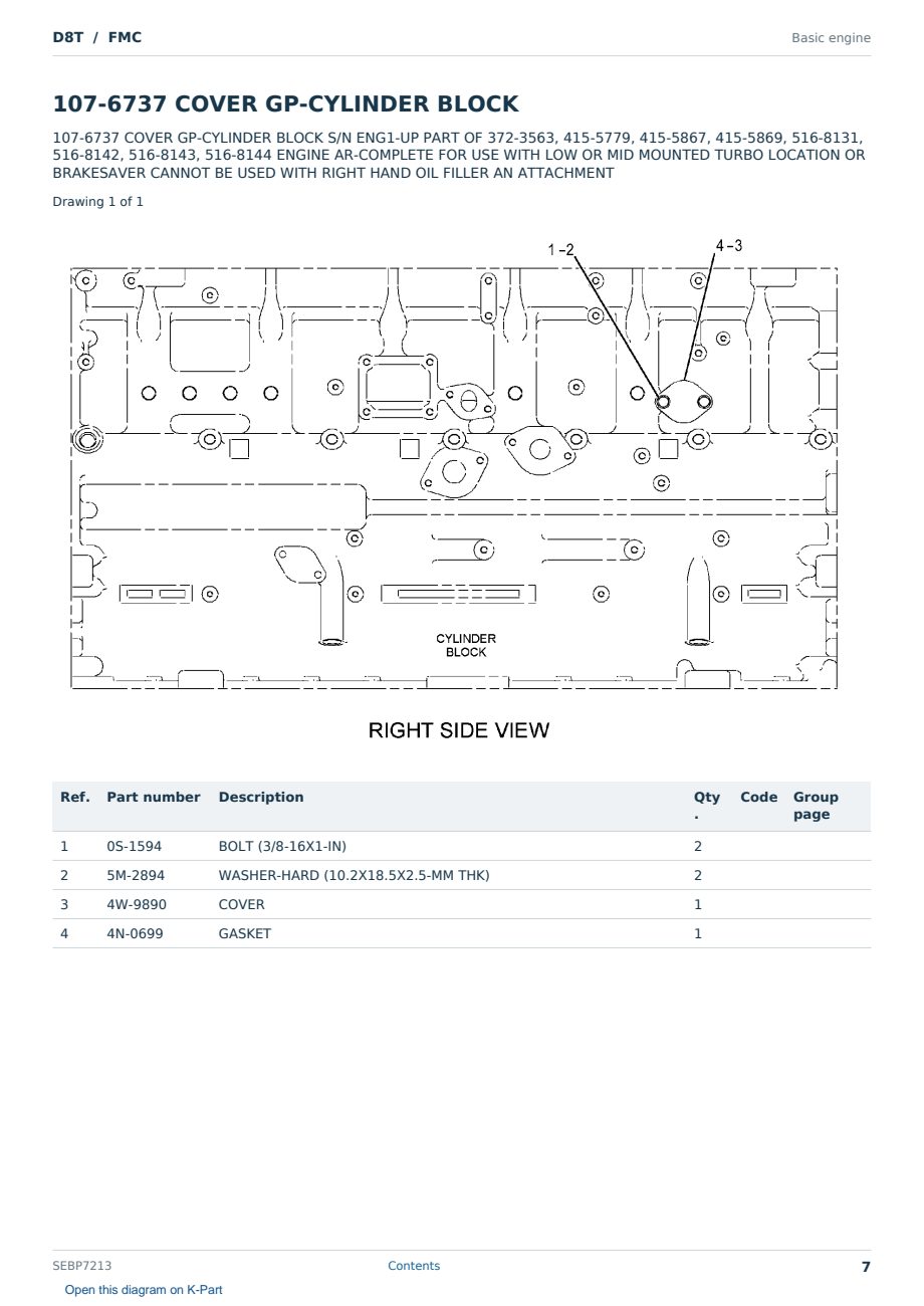 Caterpillar D8T S/N FMC Partsbook SEBP7213 (English) - sample page 7 of 10 Caterpillar D8T S/N FMC Partsbook SEBP7213 (English) - sample page 7 of 10