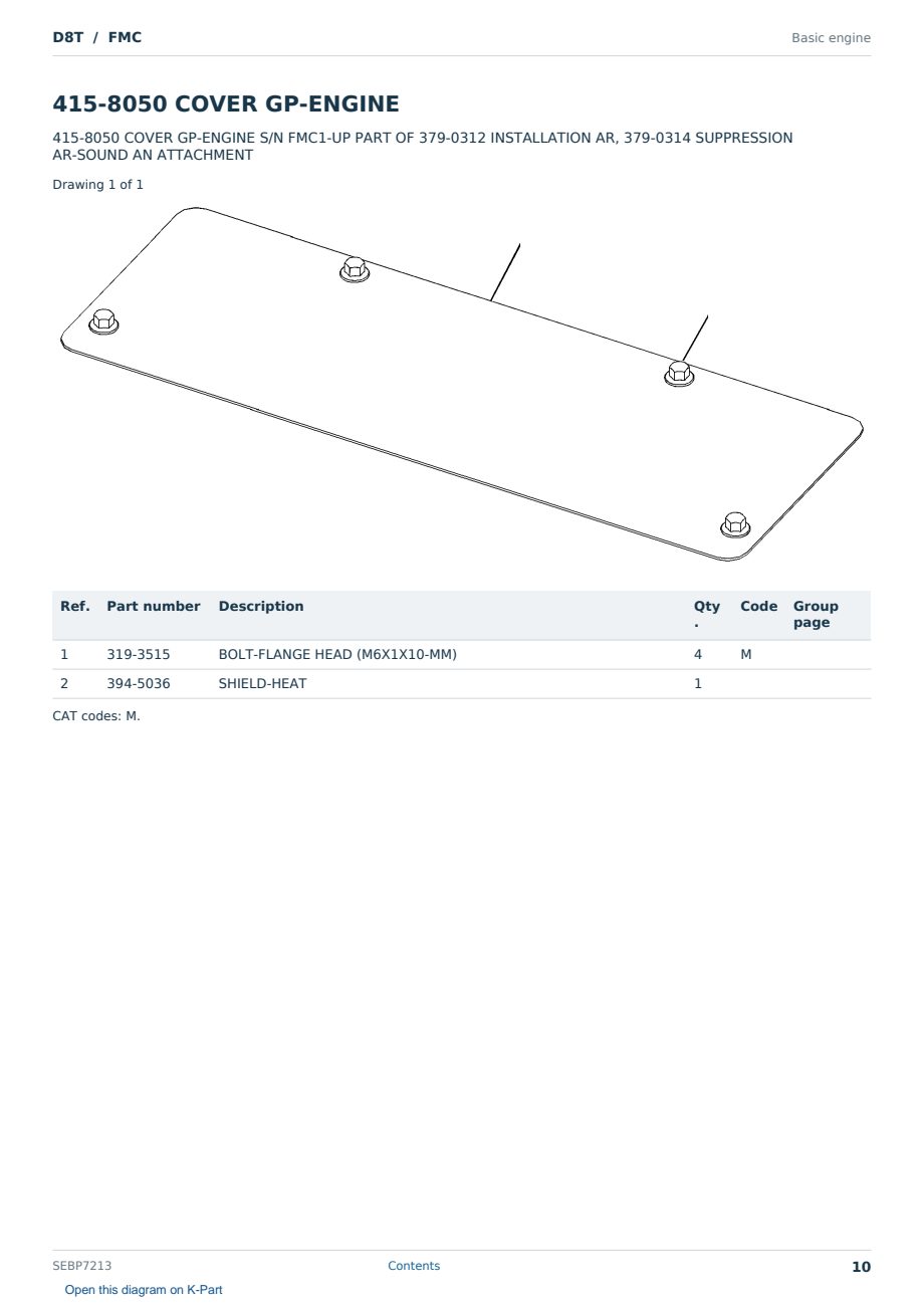 Caterpillar D8T S/N FMC Partsbook SEBP7213 (English) - sample page 10 of 10 Caterpillar D8T S/N FMC Partsbook SEBP7213 (English) - sample page 10 of 10