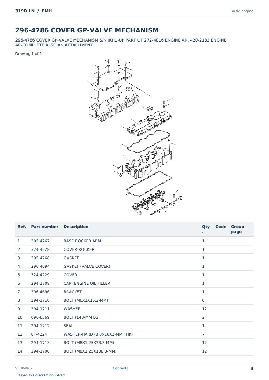 Caterpillar 319D LN S/N FMH Partsbook SEBP4862 (English) - sample page 3 of 10 Caterpillar 319D LN S/N FMH Partsbook SEBP4862 (English) - sample page 3 of 10