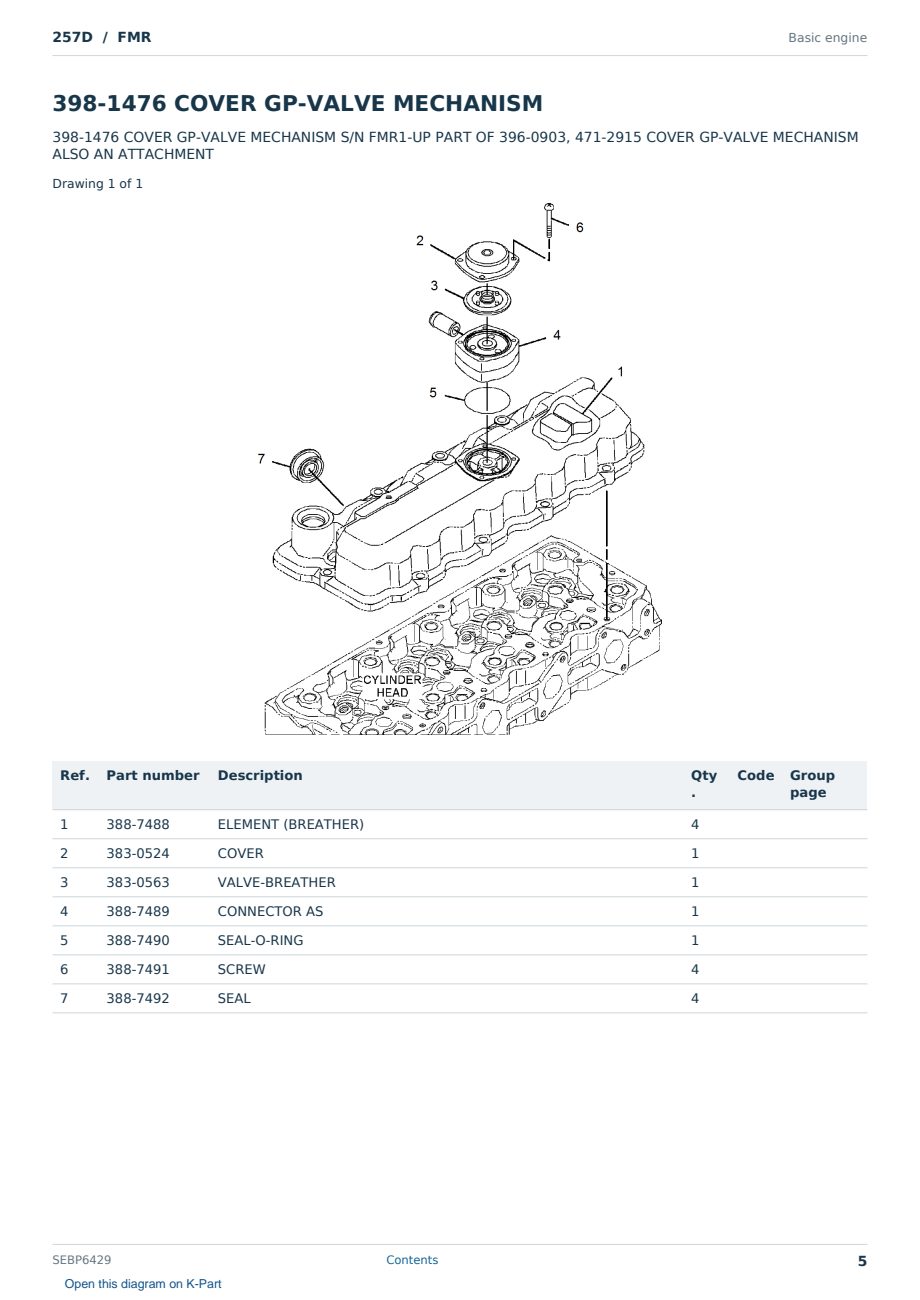 Caterpillar 257D S/N FMR Partsbook SEBP6429 (English) - sample page 5 of 10 Caterpillar 257D S/N FMR Partsbook SEBP6429 (English) - sample page 5 of 10