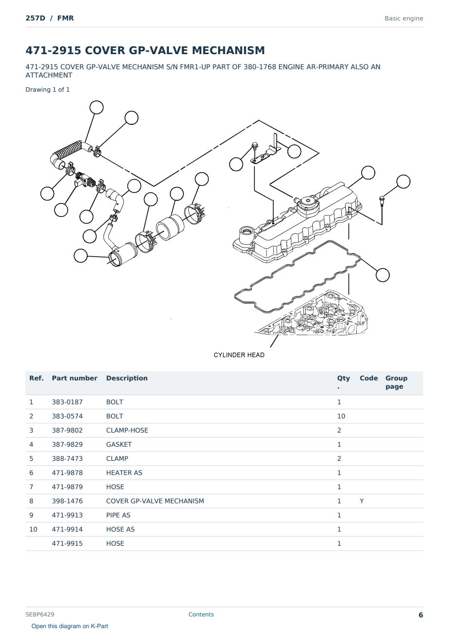 Caterpillar 257D S/N FMR Partsbook SEBP6429 (English) - sample page 6 of 10 Caterpillar 257D S/N FMR Partsbook SEBP6429 (English) - sample page 6 of 10