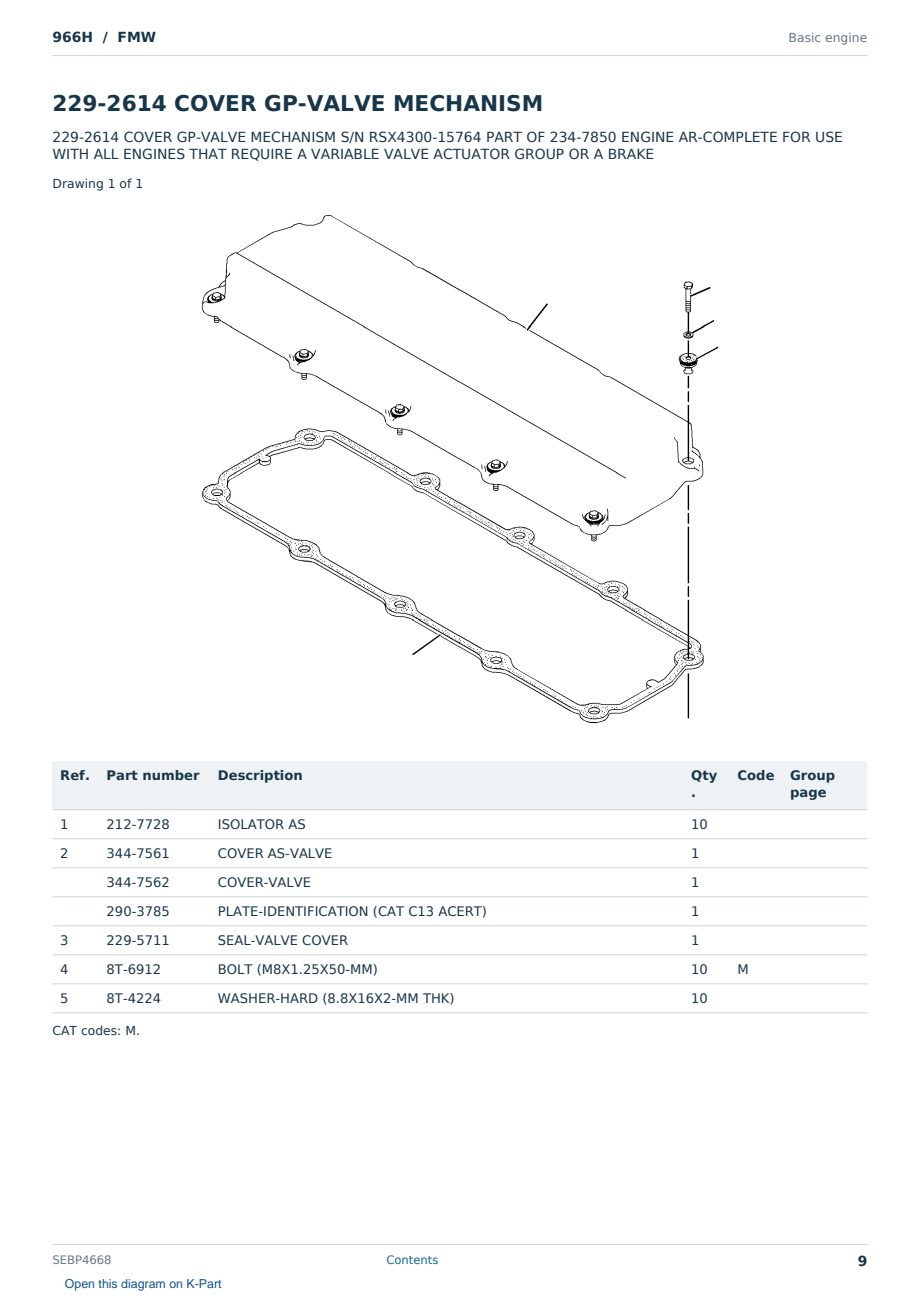 Caterpillar 966H S/N FMW Partsbook SEBP4668 (English) - sample page 9 of 10 Caterpillar 966H S/N FMW Partsbook SEBP4668 (English) - sample page 9 of 10
