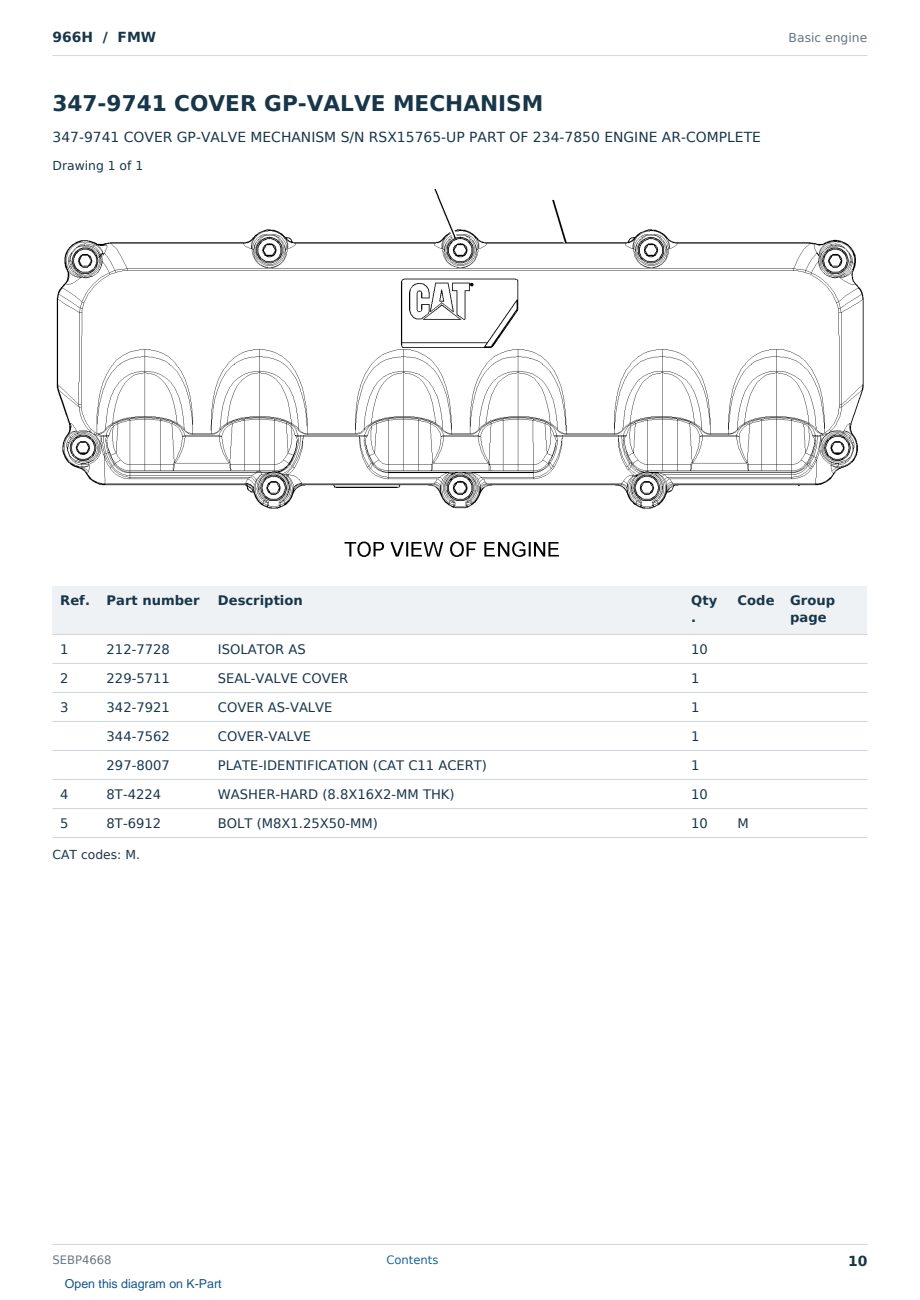 Caterpillar 966H S/N FMW Partsbook SEBP4668 (English) - sample page 10 of 10 Caterpillar 966H S/N FMW Partsbook SEBP4668 (English) - sample page 10 of 10