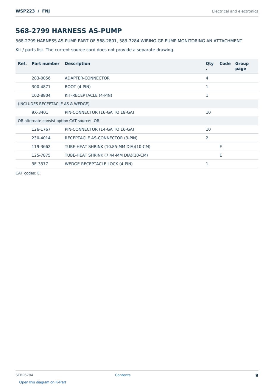 Caterpillar WSP223 S/N FNJ Partsbook SEBP6784 (English) - sample page 9 of 10 Caterpillar WSP223 S/N FNJ Partsbook SEBP6784 (English) - sample page 9 of 10