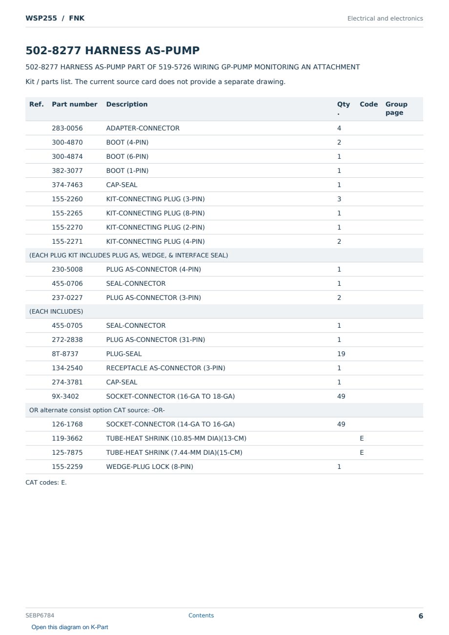 Caterpillar WSP255 S/N FNK Partsbook SEBP6784 (English) - sample page 6 of 10 Caterpillar WSP255 S/N FNK Partsbook SEBP6784 (English) - sample page 6 of 10