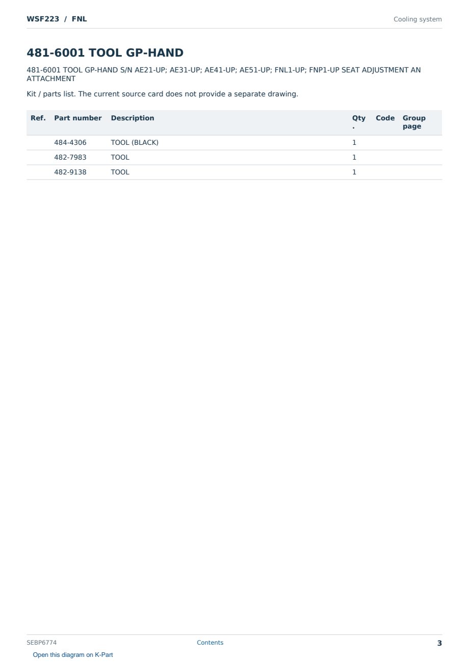 Caterpillar WSF223 S/N FNL Partsbook SEBP6774 (English) - sample page 3 of 10 Caterpillar WSF223 S/N FNL Partsbook SEBP6774 (English) - sample page 3 of 10