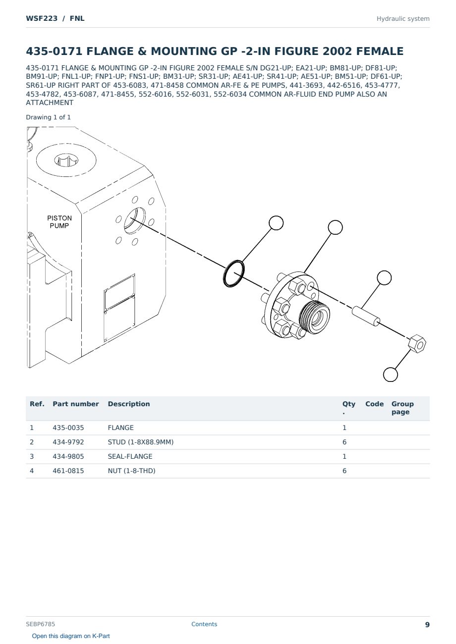 Caterpillar WSF223 S/N FNL Partsbook SEBP6785 (English) - sample page 9 of 10 Caterpillar WSF223 S/N FNL Partsbook SEBP6785 (English) - sample page 9 of 10
