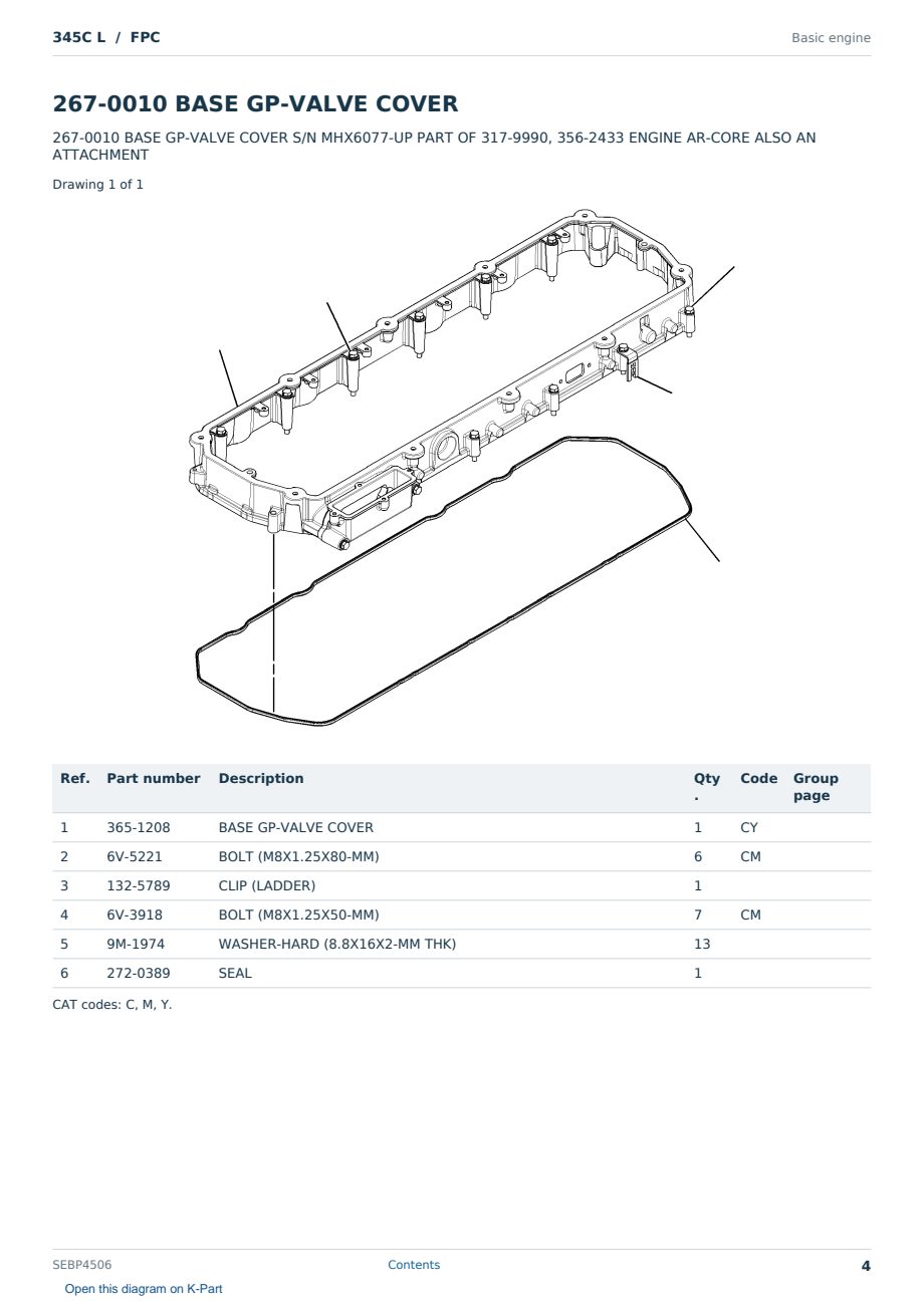 Caterpillar 345C L S/N FPC Partsbook SEBP4506 (English) - sample page 4 of 10 Caterpillar 345C L S/N FPC Partsbook SEBP4506 (English) - sample page 4 of 10