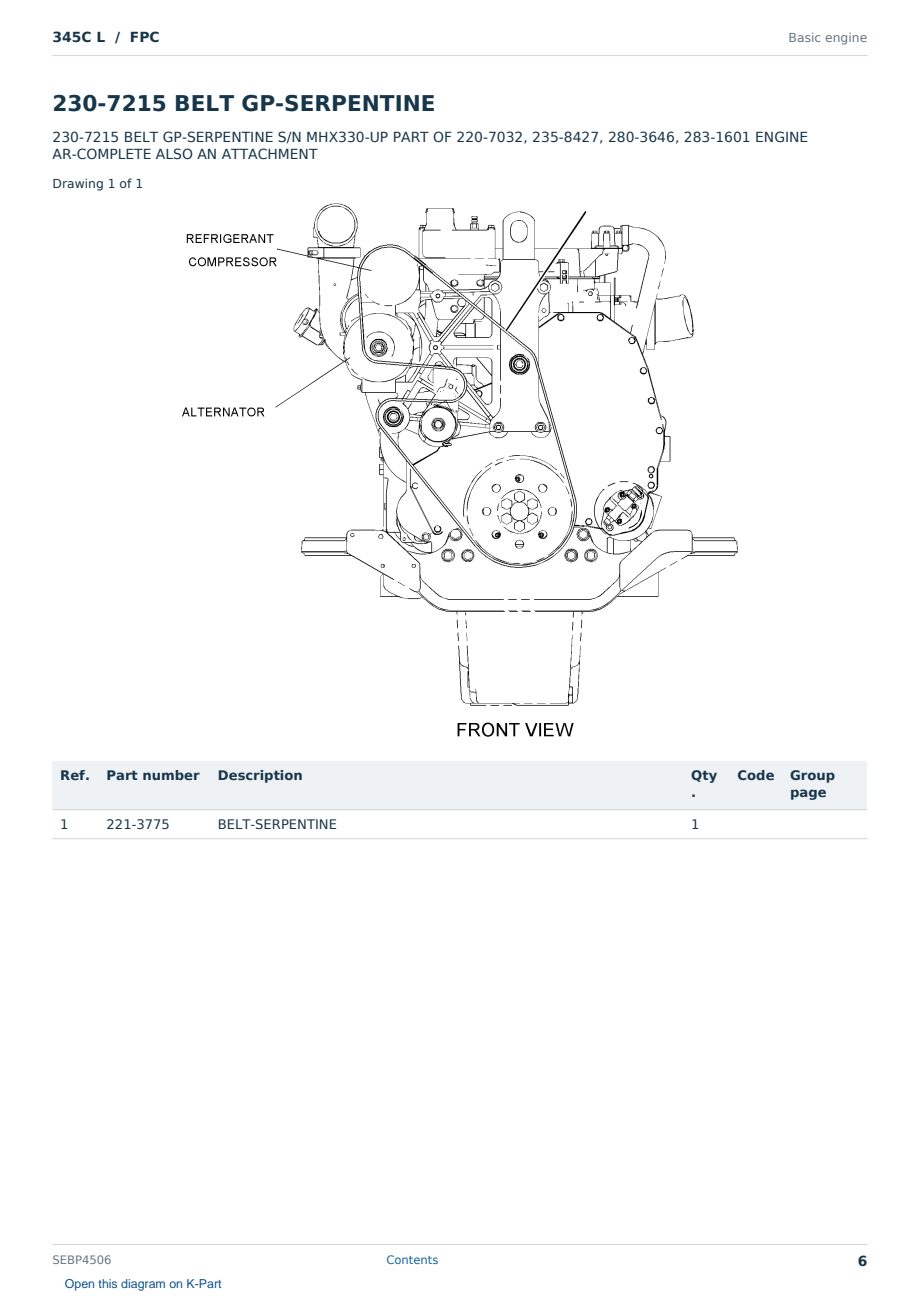Caterpillar 345C L S/N FPC Partsbook SEBP4506 (English) - sample page 6 of 10 Caterpillar 345C L S/N FPC Partsbook SEBP4506 (English) - sample page 6 of 10