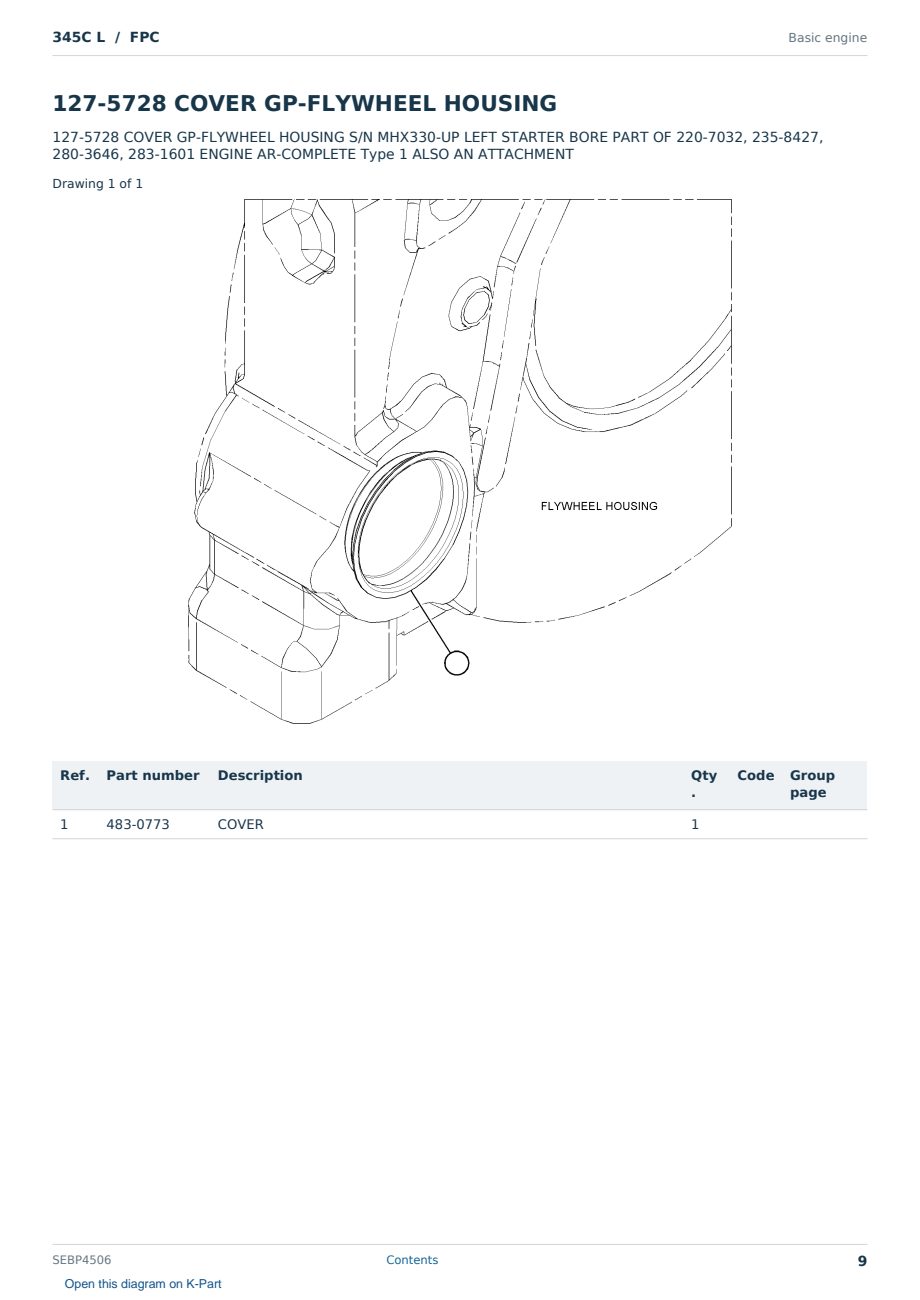 Caterpillar 345C L S/N FPC Partsbook SEBP4506 (English) - sample page 9 of 10 Caterpillar 345C L S/N FPC Partsbook SEBP4506 (English) - sample page 9 of 10