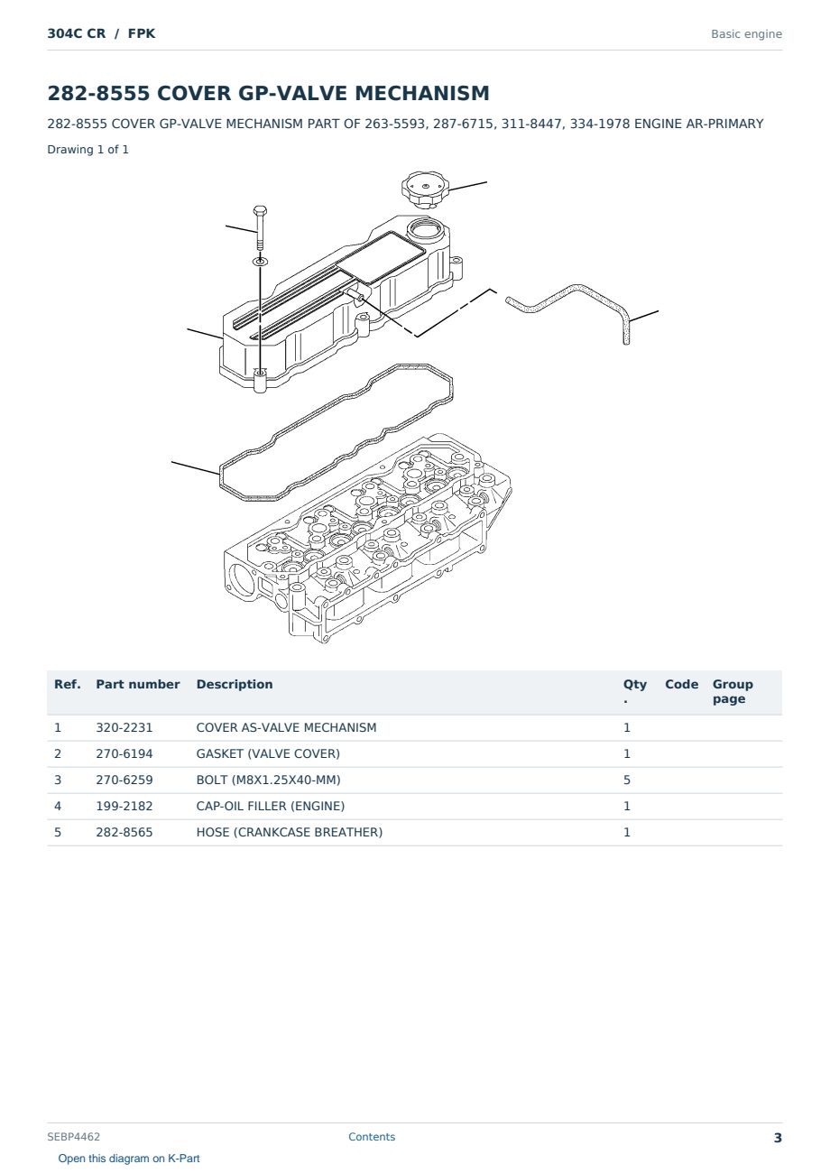 Caterpillar 304C CR S/N FPK Partsbook SEBP4462 (English) - sample page 3 of 10 Caterpillar 304C CR S/N FPK Partsbook SEBP4462 (English) - sample page 3 of 10