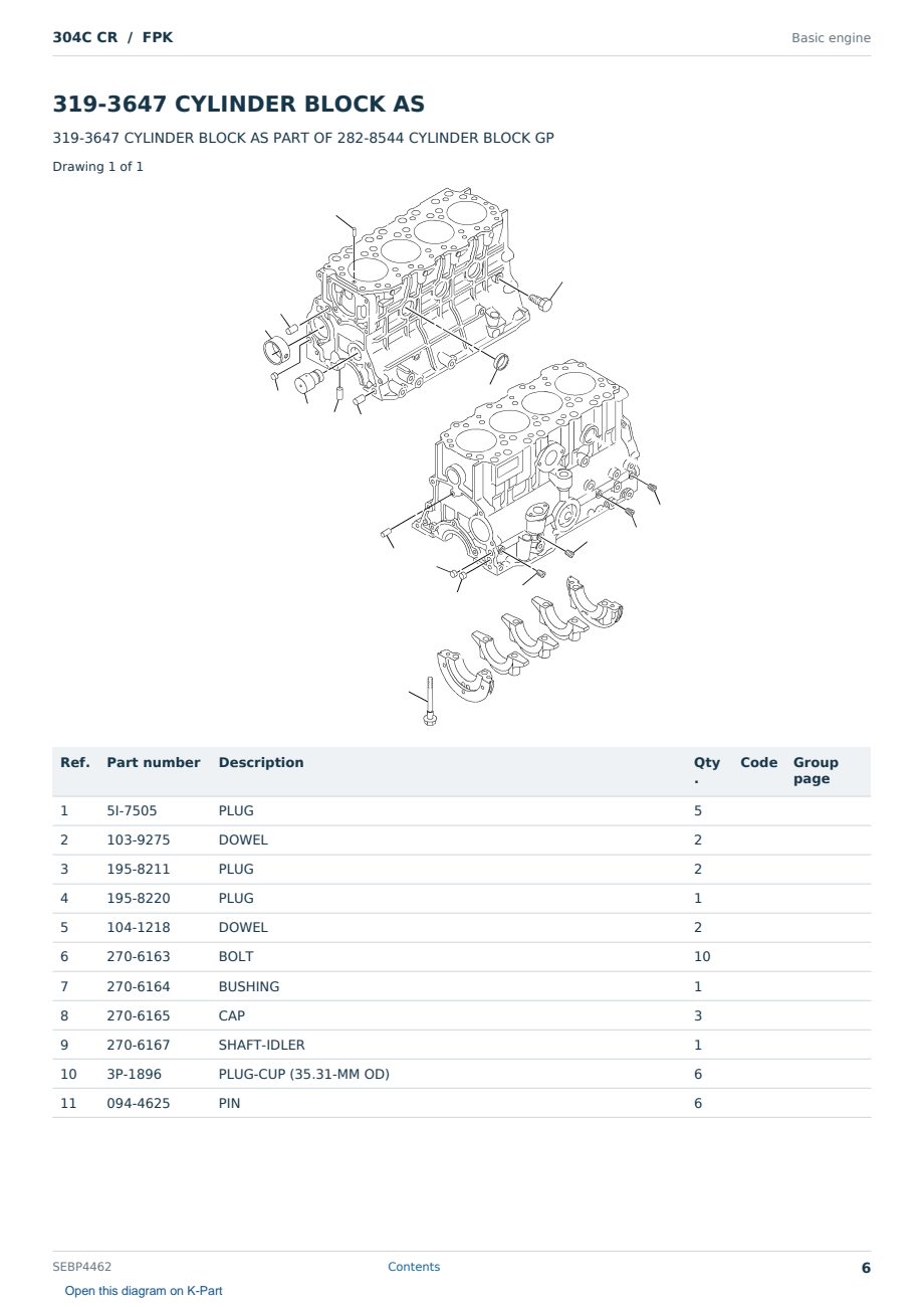 Caterpillar 304C CR S/N FPK Partsbook SEBP4462 (English) - sample page 6 of 10 Caterpillar 304C CR S/N FPK Partsbook SEBP4462 (English) - sample page 6 of 10
