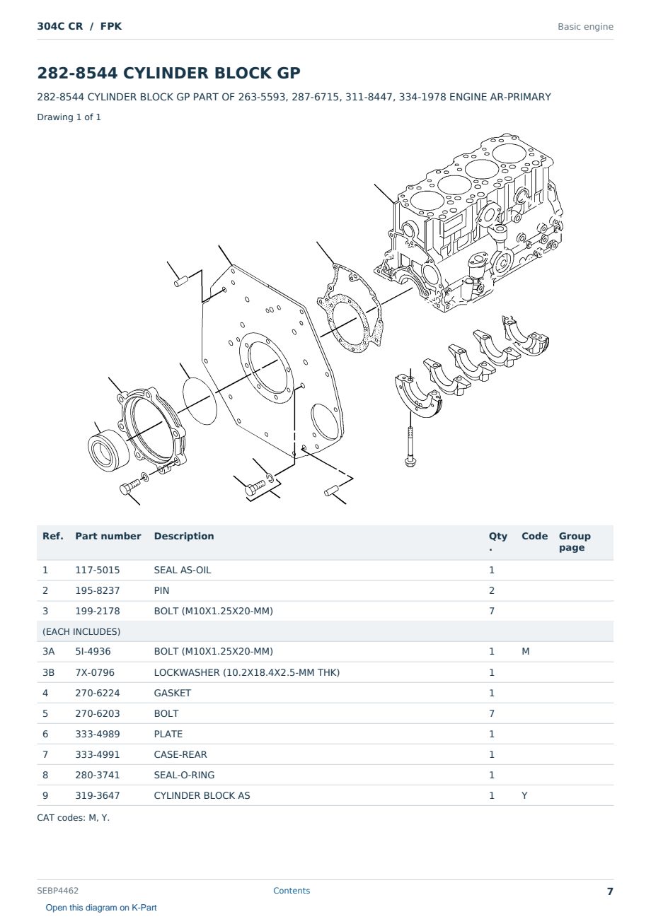 Caterpillar 304C CR S/N FPK Partsbook SEBP4462 (English) - sample page 7 of 10 Caterpillar 304C CR S/N FPK Partsbook SEBP4462 (English) - sample page 7 of 10