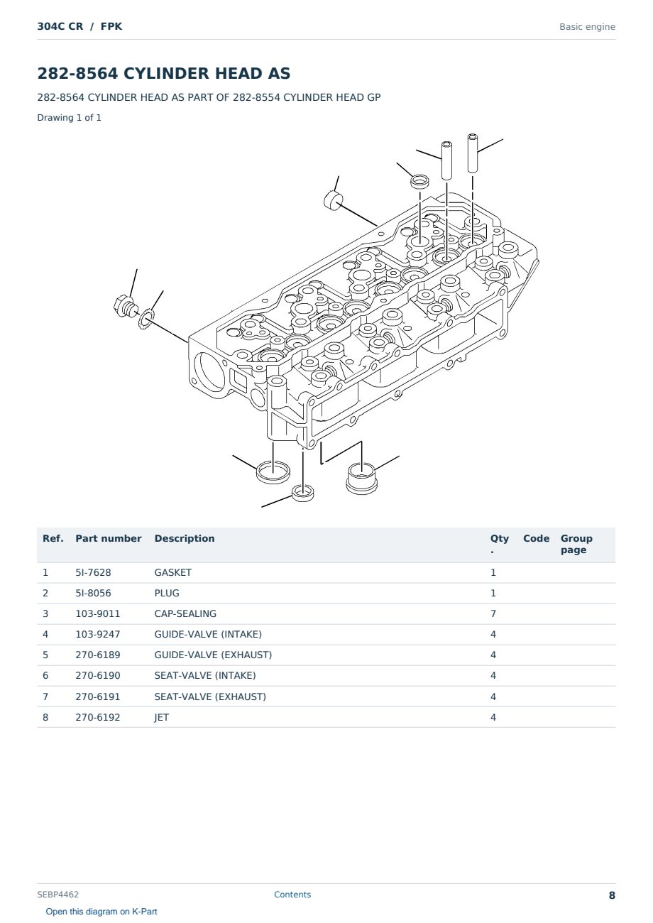 Caterpillar 304C CR S/N FPK Partsbook SEBP4462 (English) - sample page 8 of 10 Caterpillar 304C CR S/N FPK Partsbook SEBP4462 (English) - sample page 8 of 10
