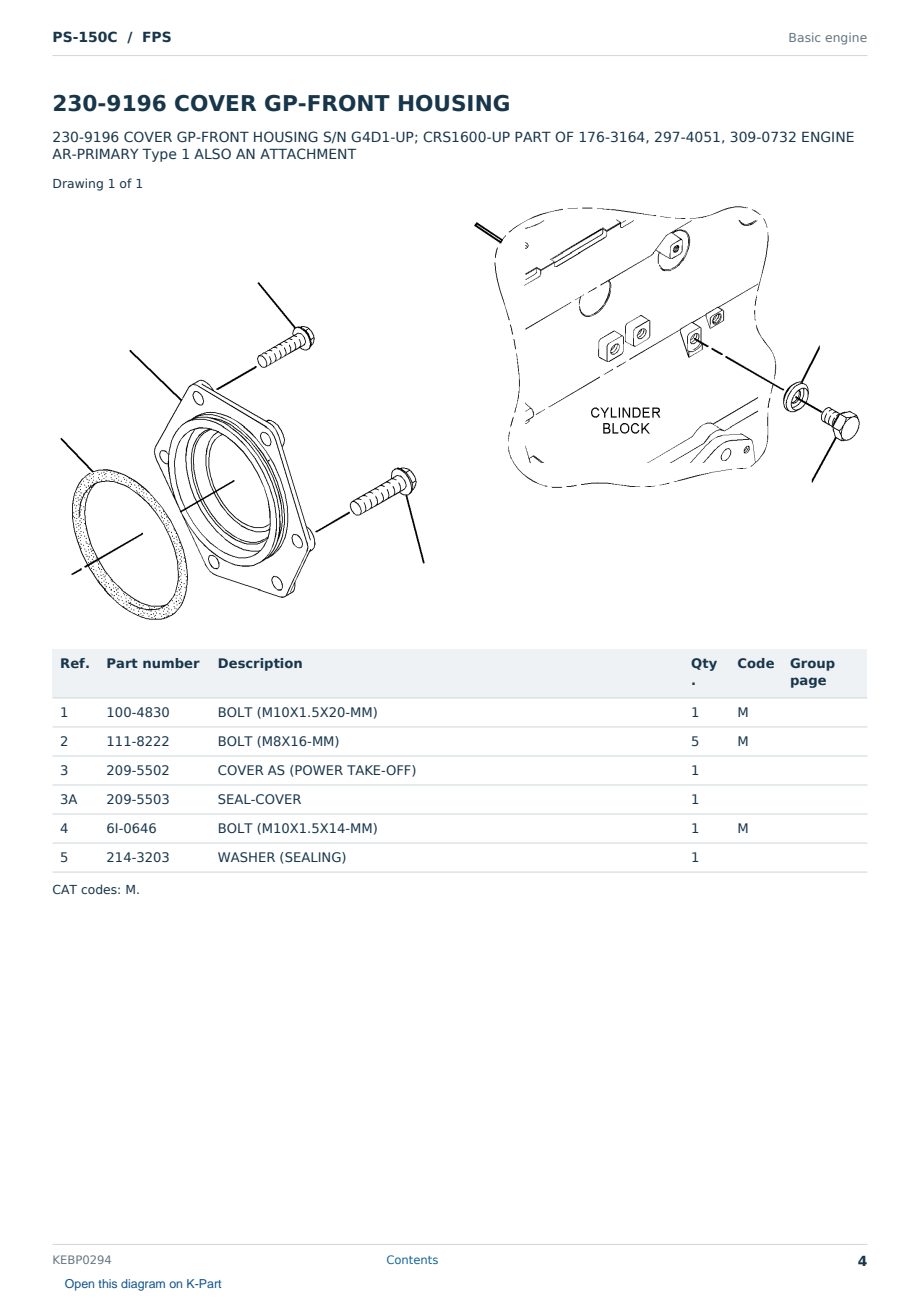 Caterpillar PS-150C S/N FPS Partsbook KEBP0294 (English) - sample page 4 of 10 Caterpillar PS-150C S/N FPS Partsbook KEBP0294 (English) - sample page 4 of 10