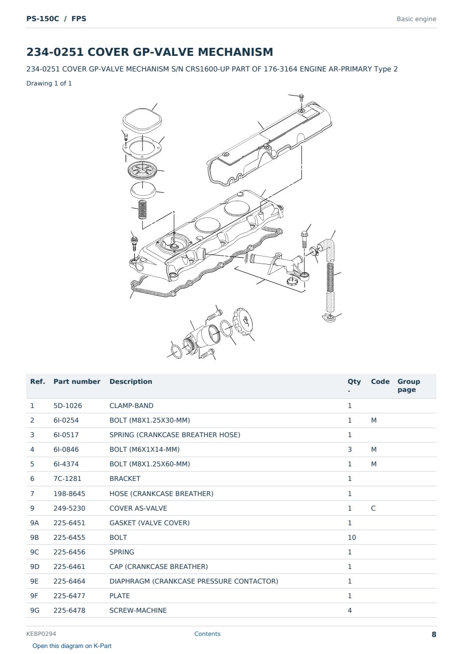 Caterpillar PS-150C S/N FPS Partsbook KEBP0294 (English) - sample page 8 of 10 Caterpillar PS-150C S/N FPS Partsbook KEBP0294 (English) - sample page 8 of 10