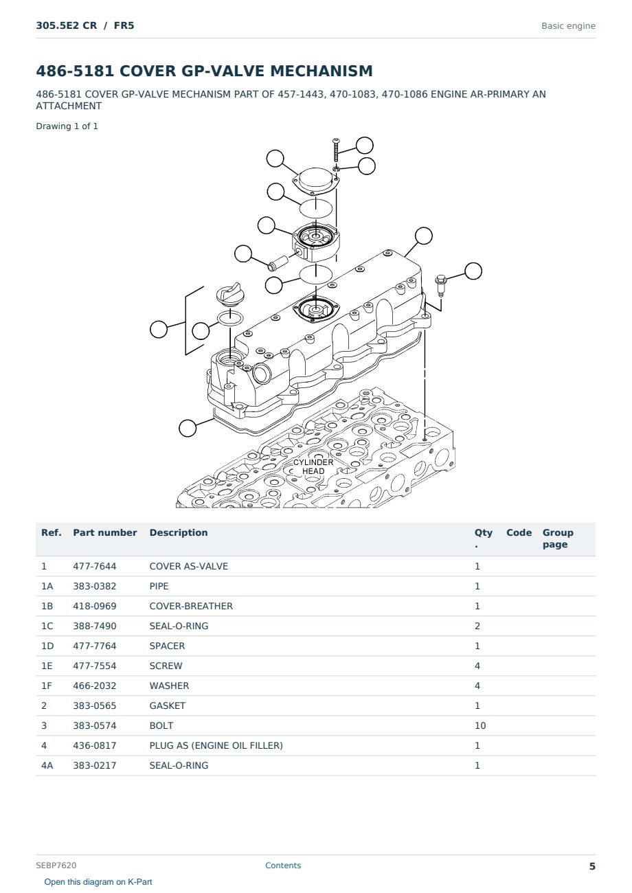 Caterpillar 305.5E2 CR S/N FR5 Partsbook SEBP7620 (English) - sample page 5 of 10 Caterpillar 305.5E2 CR S/N FR5 Partsbook SEBP7620 (English) - sample page 5 of 10