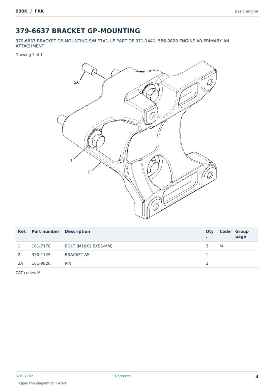 Caterpillar 930K S/N FRK Partsbook SEBP7187 (English) - sample page 3 of 10 Caterpillar 930K S/N FRK Partsbook SEBP7187 (English) - sample page 3 of 10