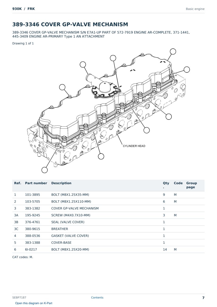 Caterpillar 930K S/N FRK Partsbook SEBP7187 (English) - sample page 7 of 10 Caterpillar 930K S/N FRK Partsbook SEBP7187 (English) - sample page 7 of 10