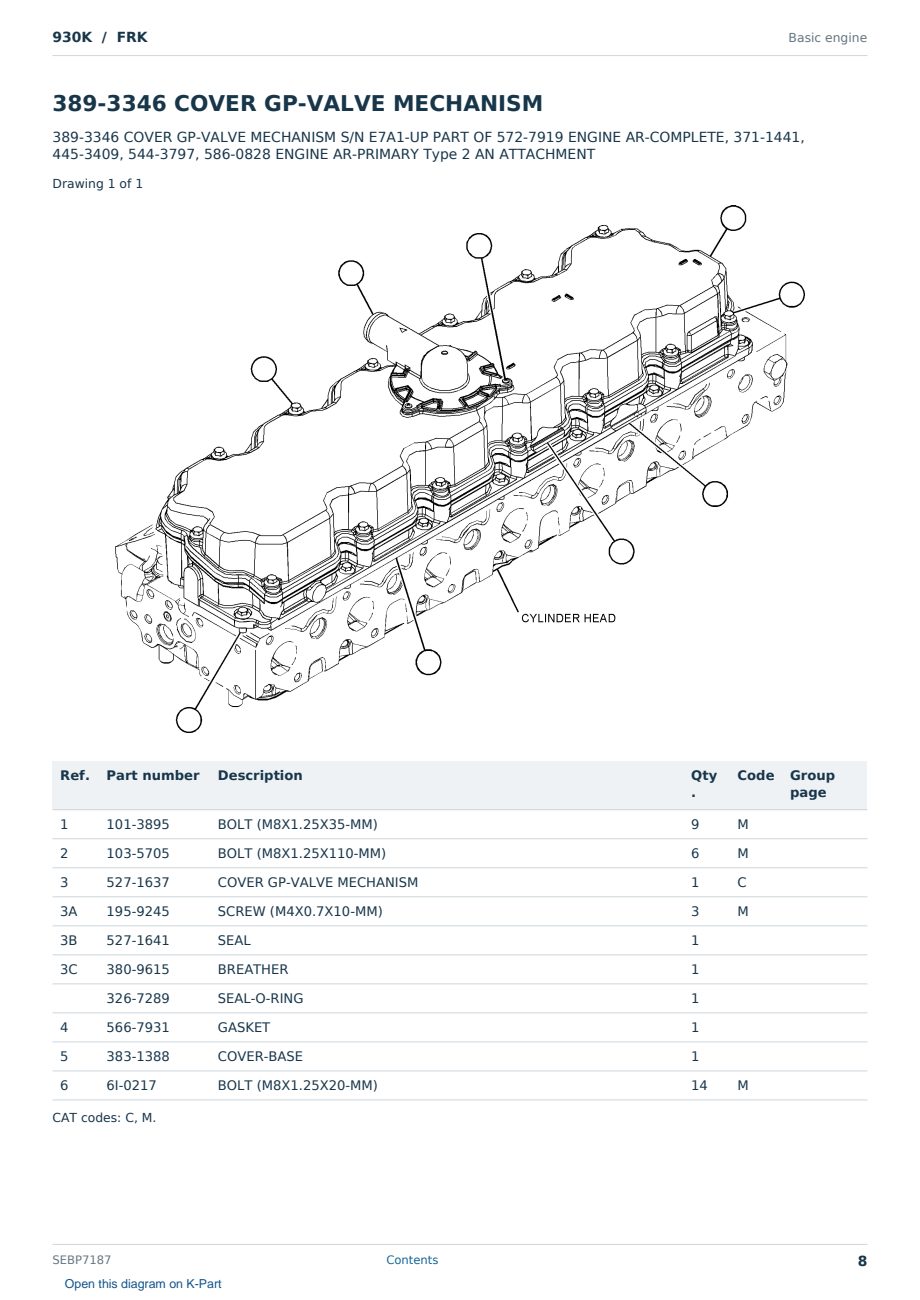 Caterpillar 930K S/N FRK Partsbook SEBP7187 (English) - sample page 8 of 10 Caterpillar 930K S/N FRK Partsbook SEBP7187 (English) - sample page 8 of 10
