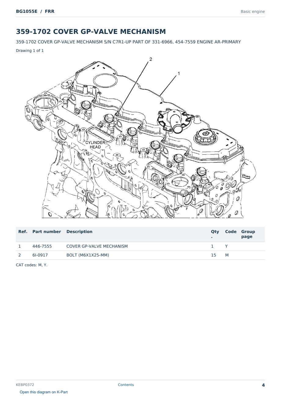 Caterpillar BG1055E S/N FRR Partsbook KEBP0372 (English) - sample page 4 of 10 Caterpillar BG1055E S/N FRR Partsbook KEBP0372 (English) - sample page 4 of 10