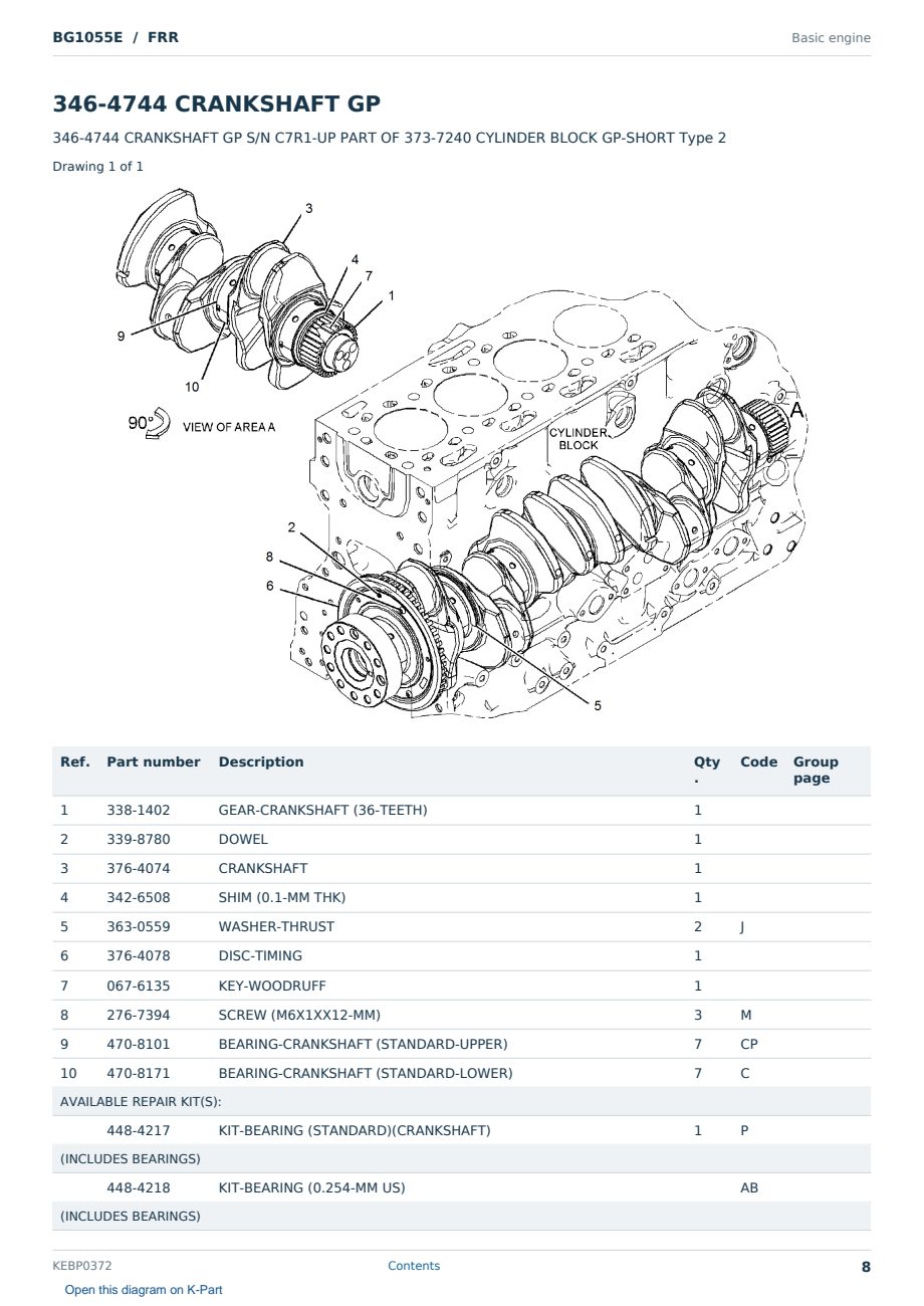 Caterpillar BG1055E S/N FRR Partsbook KEBP0372 (English) - sample page 8 of 10 Caterpillar BG1055E S/N FRR Partsbook KEBP0372 (English) - sample page 8 of 10