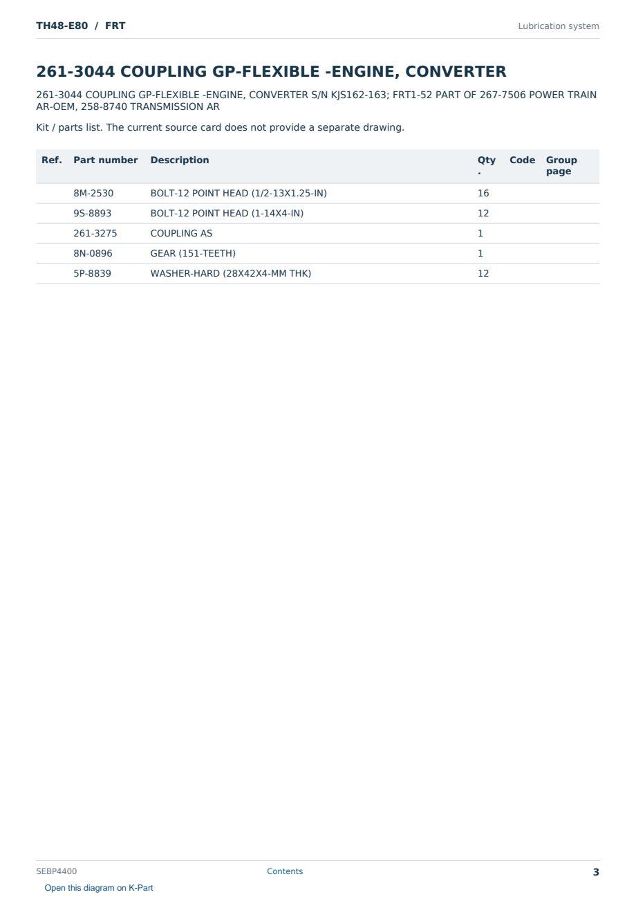 Caterpillar TH48-E80 S/N FRT Partsbook SEBP4400 (English) - sample page 3 of 10 Caterpillar TH48-E80 S/N FRT Partsbook SEBP4400 (English) - sample page 3 of 10