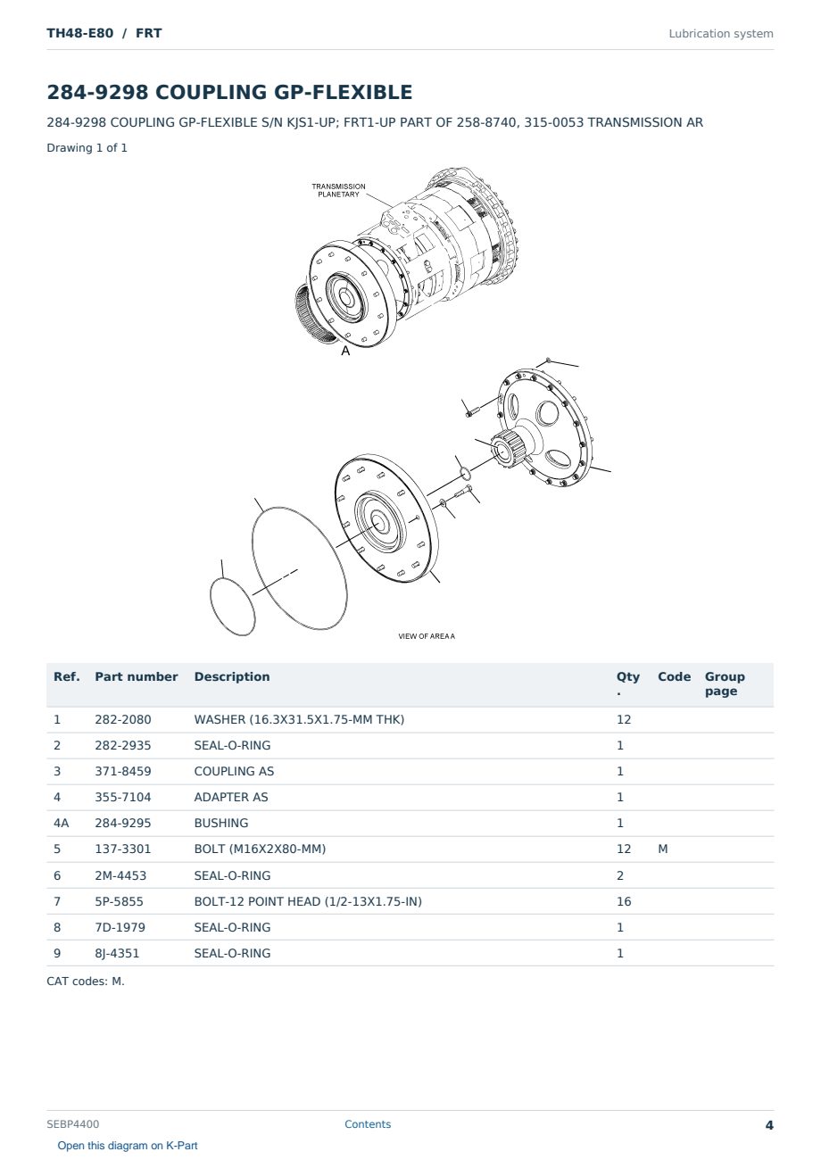 Caterpillar TH48-E80 S/N FRT Partsbook SEBP4400 (English) - sample page 4 of 10 Caterpillar TH48-E80 S/N FRT Partsbook SEBP4400 (English) - sample page 4 of 10