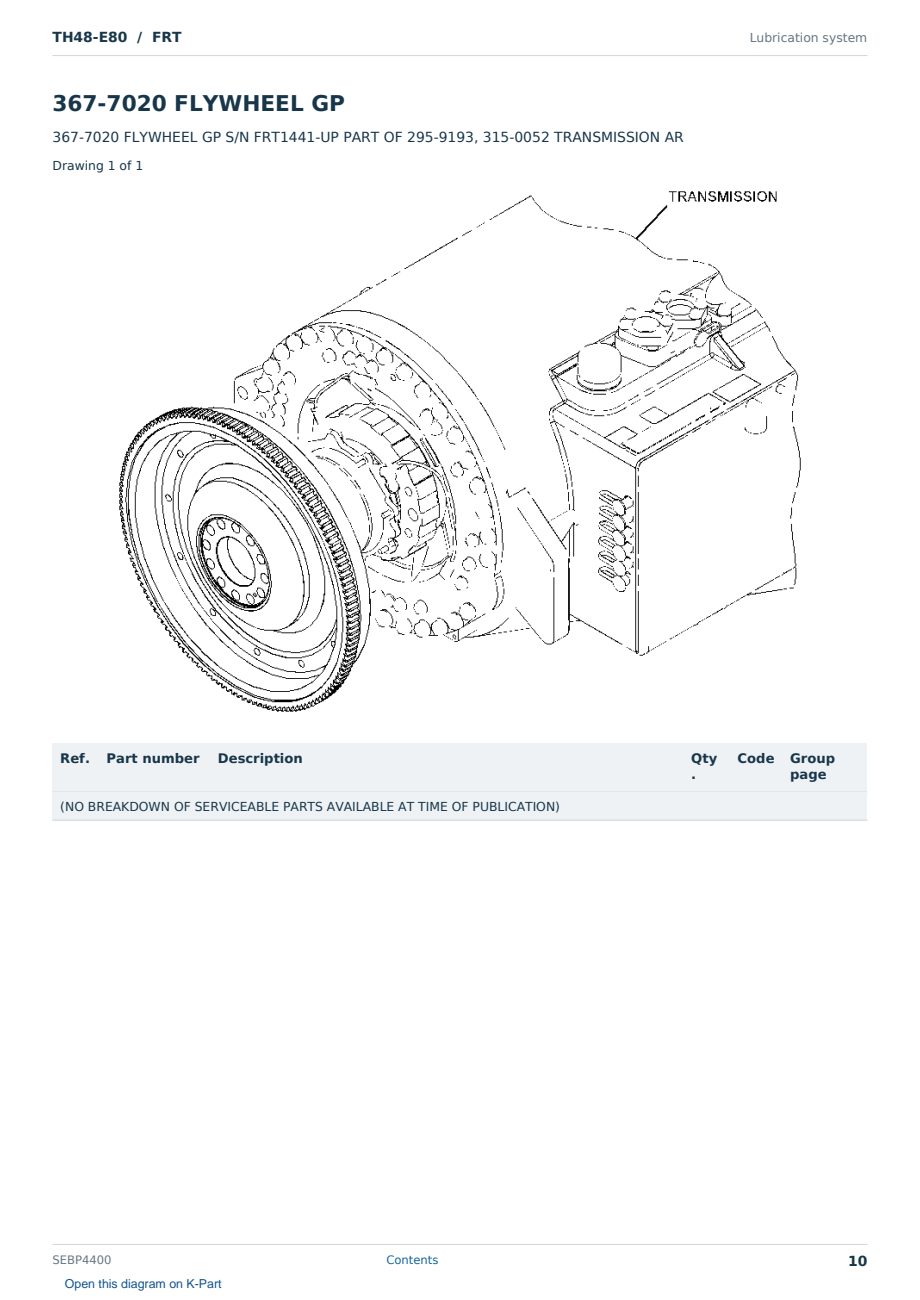 Caterpillar TH48-E80 S/N FRT Partsbook SEBP4400 (English) - sample page 10 of 10 Caterpillar TH48-E80 S/N FRT Partsbook SEBP4400 (English) - sample page 10 of 10