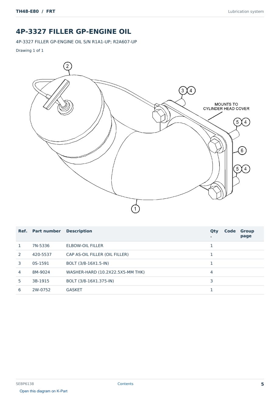 Caterpillar TH48-E80 S/N FRT Partsbook SEBP6138 (English) - sample page 5 of 10 Caterpillar TH48-E80 S/N FRT Partsbook SEBP6138 (English) - sample page 5 of 10