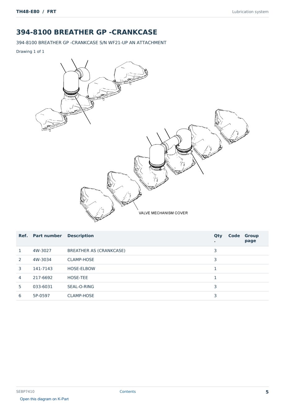 Caterpillar TH48-E80 S/N FRT Partsbook SEBP7410 (English) - sample page 5 of 10 Caterpillar TH48-E80 S/N FRT Partsbook SEBP7410 (English) - sample page 5 of 10