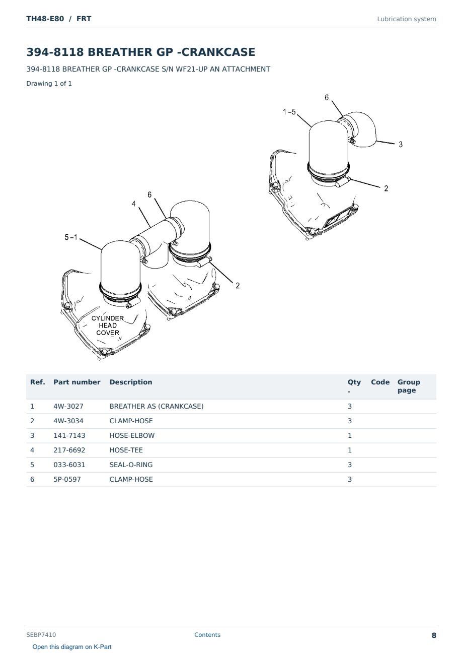 Caterpillar TH48-E80 S/N FRT Partsbook SEBP7410 (English) - sample page 8 of 10 Caterpillar TH48-E80 S/N FRT Partsbook SEBP7410 (English) - sample page 8 of 10