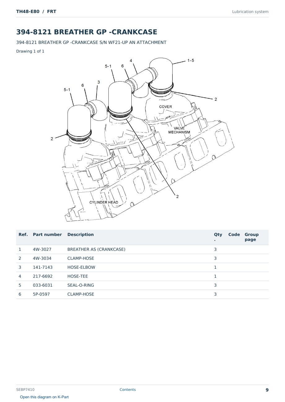 Caterpillar TH48-E80 S/N FRT Partsbook SEBP7410 (English) - sample page 9 of 10 Caterpillar TH48-E80 S/N FRT Partsbook SEBP7410 (English) - sample page 9 of 10