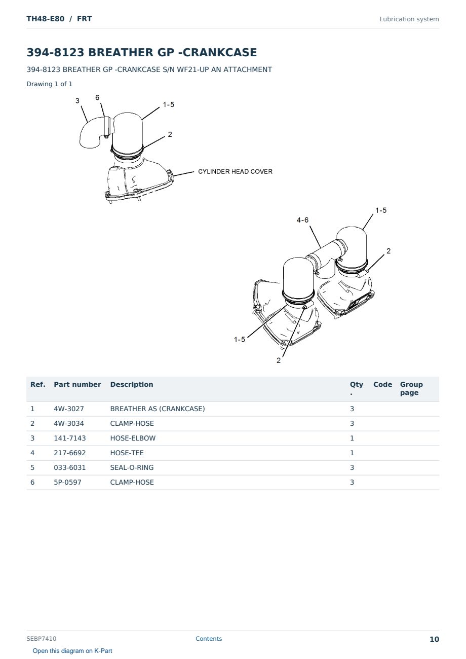 Caterpillar TH48-E80 S/N FRT Partsbook SEBP7410 (English) - sample page 10 of 10 Caterpillar TH48-E80 S/N FRT Partsbook SEBP7410 (English) - sample page 10 of 10