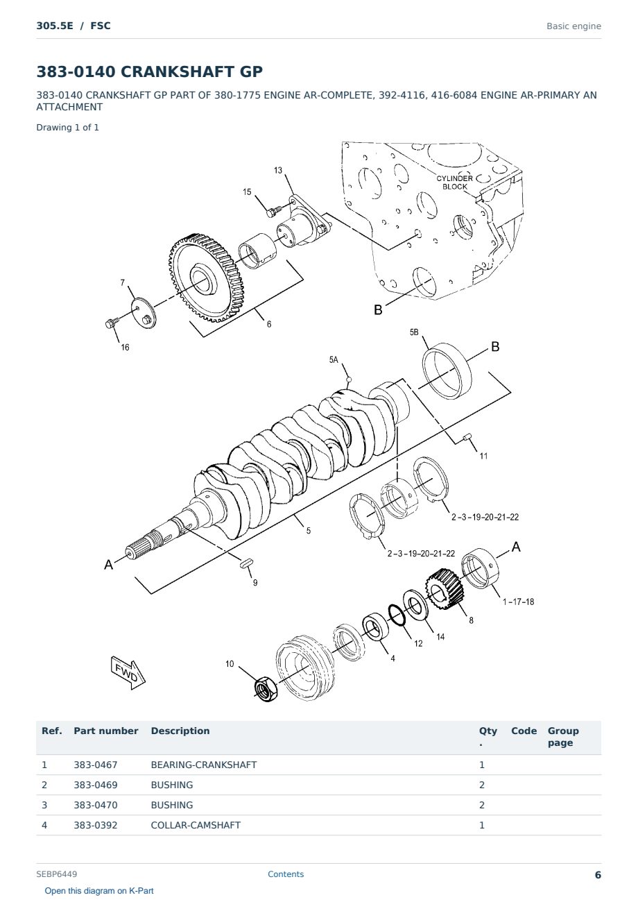 Caterpillar 305.5E S/N FSC Partsbook SEBP6449 (English) - sample page 6 of 10 Caterpillar 305.5E S/N FSC Partsbook SEBP6449 (English) - sample page 6 of 10