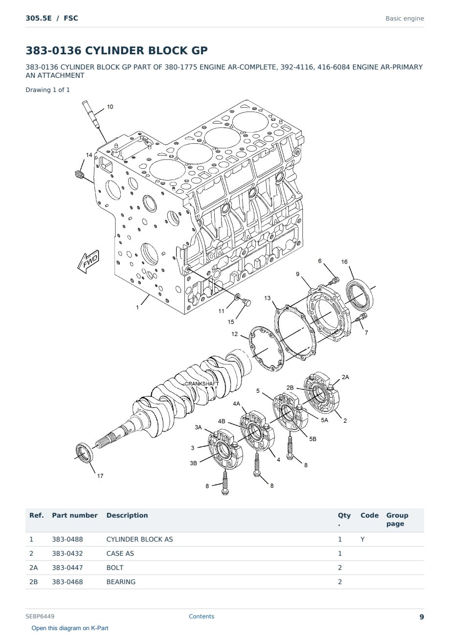Caterpillar 305.5E S/N FSC Partsbook SEBP6449 (English) - sample page 9 of 10 Caterpillar 305.5E S/N FSC Partsbook SEBP6449 (English) - sample page 9 of 10